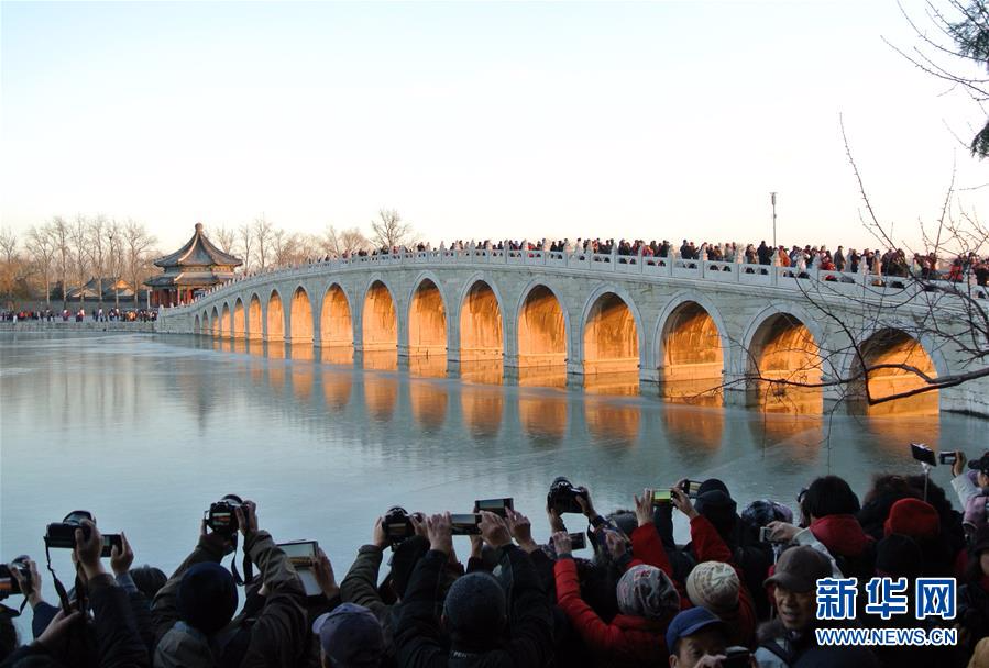（环境）（1）北京颐和园十七孔桥“金光穿洞”