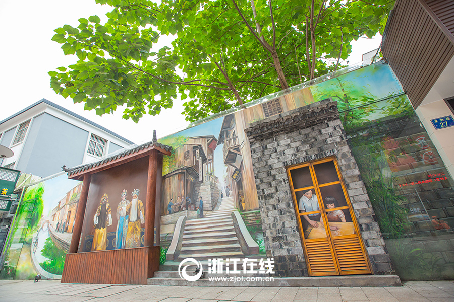 杭州龙游路华丽升级 3D墙绘展示非遗文化