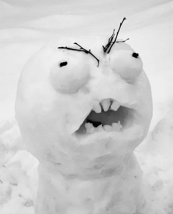 图为各种各样的雪人.