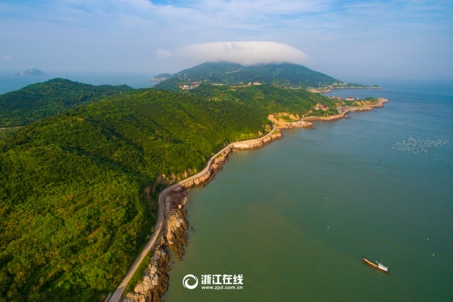 空中漫游台州大陈岛 vr全景看海岛边疆