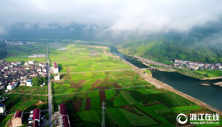 王華斌 攝)8月26日上午,台州市仙居縣湫山雞冠巖雲霧繚繞,群巒若隱若