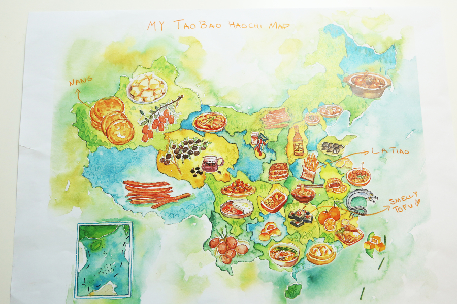 世界美食地图手绘高清图片